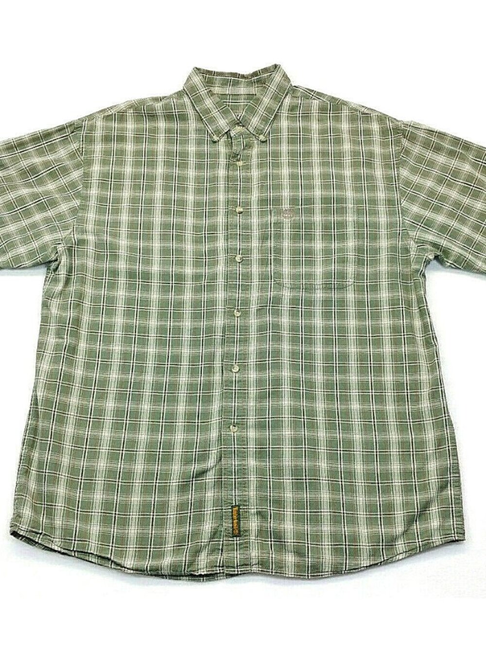 Timberland Tims Weather Gear Plaid S/S Cool Cotton Button Front Shirt Mens L